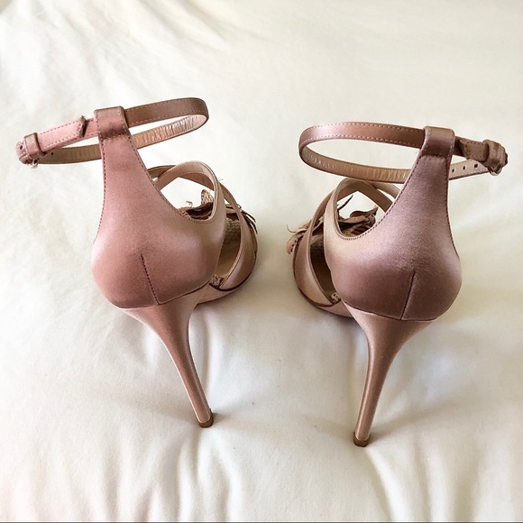 Valentino Garavani Snakeskin Flower Satin Heels - Picture 10 of 13